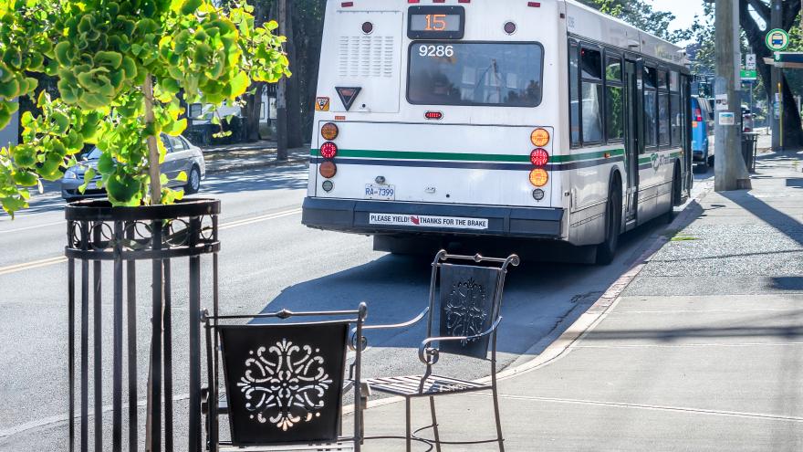 transit bus and cafe seating