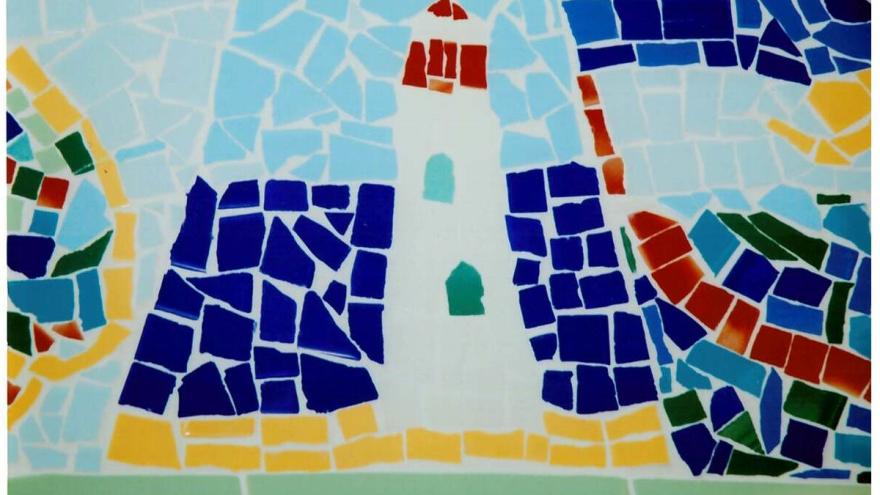 colourful ceramic tiles made to show a lighthouse