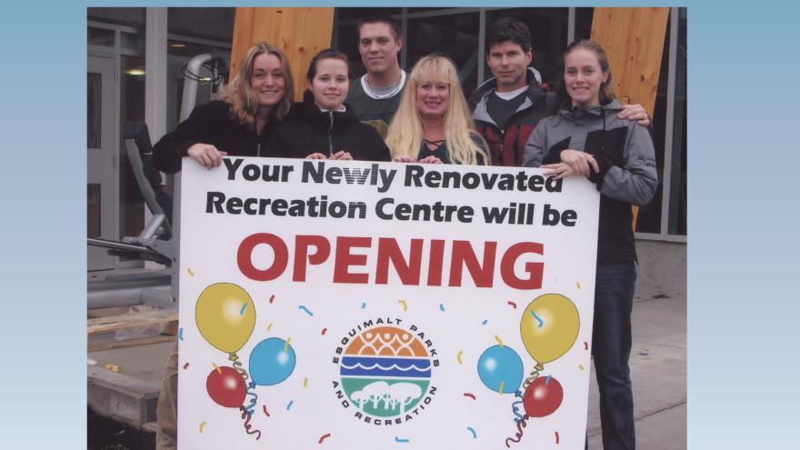 staff celebrate rec centre grand reopening in 2004