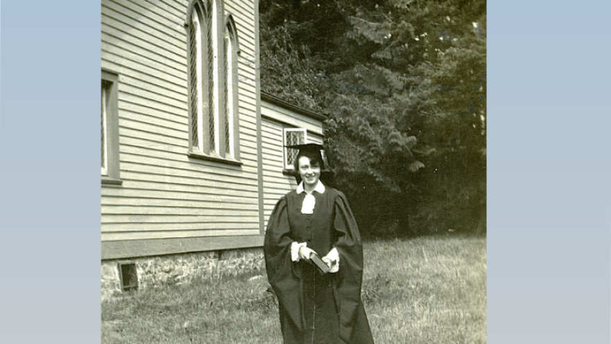 Archives: St. Paul's Naval and Garrison Church with unidentified women ca. 1925