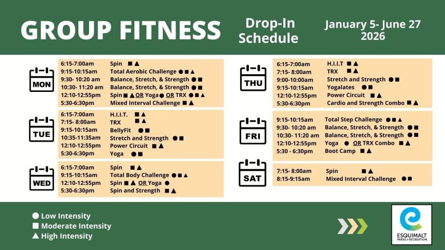 Winter/Spring 2026 Drop-In Fitness Classes