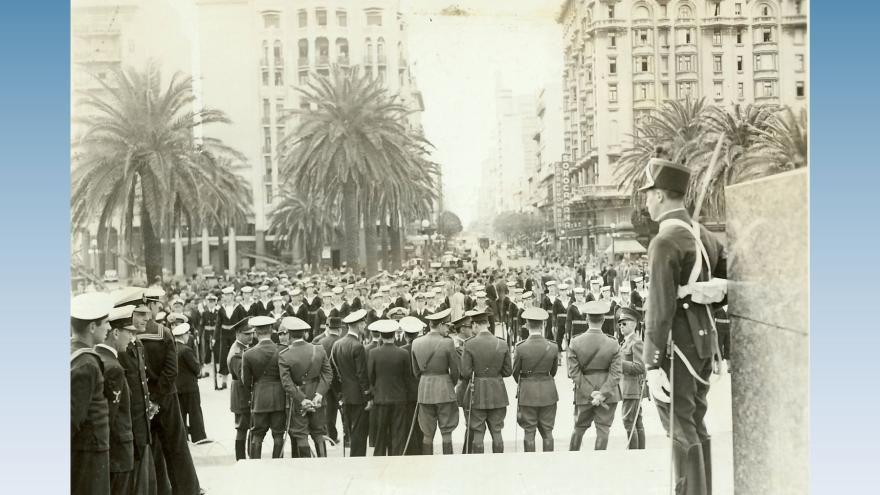 3. HMCS crew members at Town Plaza, Lima Peru, 1938, De Costa Family Col.